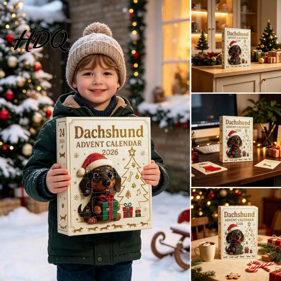 Unique Christmas Collectibles 2026 Dachshund Advent Calendar 24 Days Dog Collectible Set Pcs Collector Items 2D Acrylic Holiday Figures Countdown