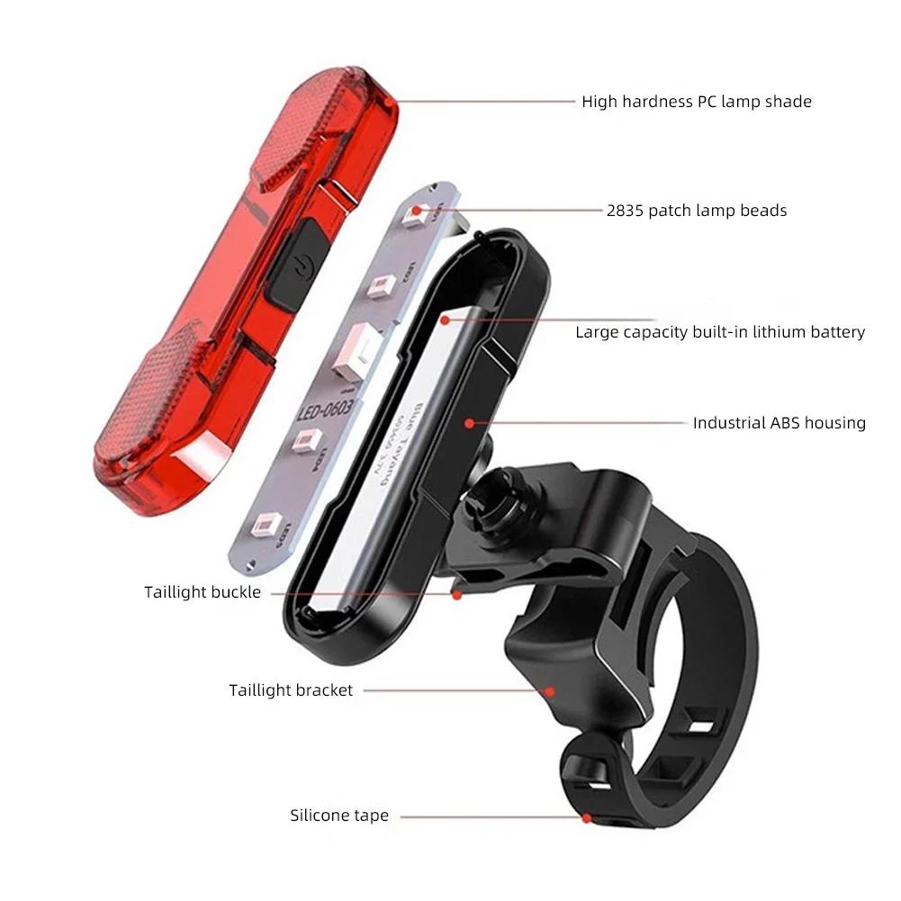 1Pc New Bicycle Smart Auto Brake Sensing Light Waterproof LED Charging Cycling Taillight Bike Rear Light Warn Bicycle Taillight