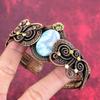 Larimar cuff bracelet copper wire wrapped adjustable bangle gemstone cuff bracelet handmade copper wire jewelry gifts for him flower bangle