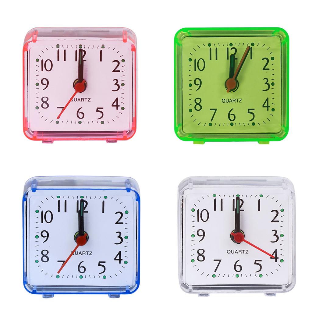 Mini Square Alarm Clock Analogs Nonticking Battery Operated Clocks for Children Boys Girls Birthday Gift Attachments