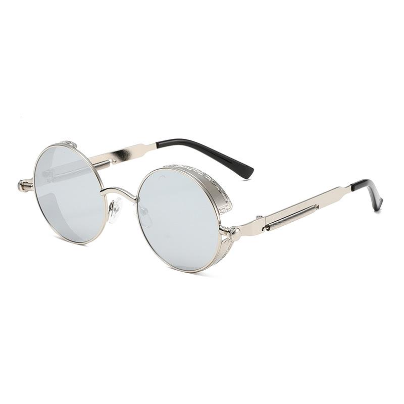 New Retro Round Frame Sunglasses Fashion Women Metal Oval Glasses Men Outdoor Driving Eyeglasses UV400