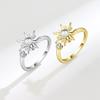 Anti Stress Spinner Ring For Women Adjustable Copper Jewelry With Floral Zircon Accents Anxiety Relief Gift