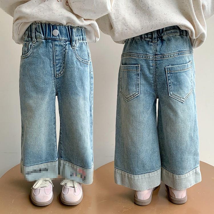 2025 Girls' Korean-Style Cat Denim Jeans - Fashionable Spring & Autumn Wear