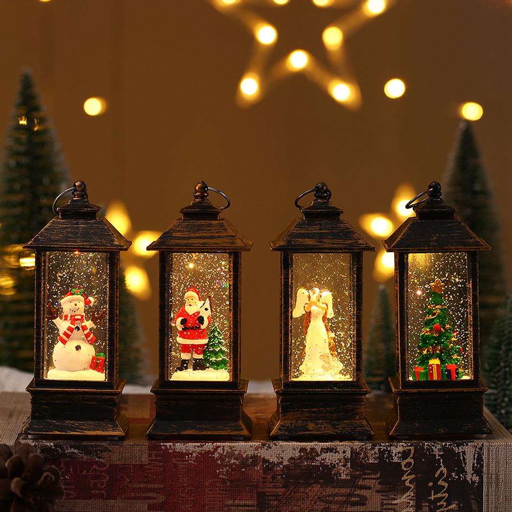 Різдвяний Сніговий Ліхтар Телефонна будка На батарейках З обертовим блискітками 5" x 2" x 2" для Різдвяної домашньої прикраси