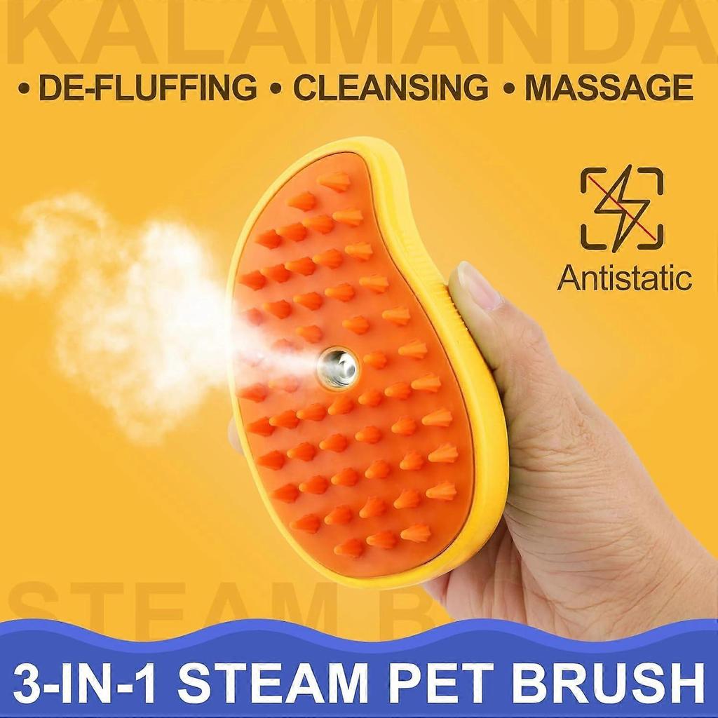 Cat Steam Brush, 3 In 1 Cat Steamy Brush Cleanser, Silicone Massage Grooming Brush, Pet Hair Cleaning Brush Comb for Cats Dogs