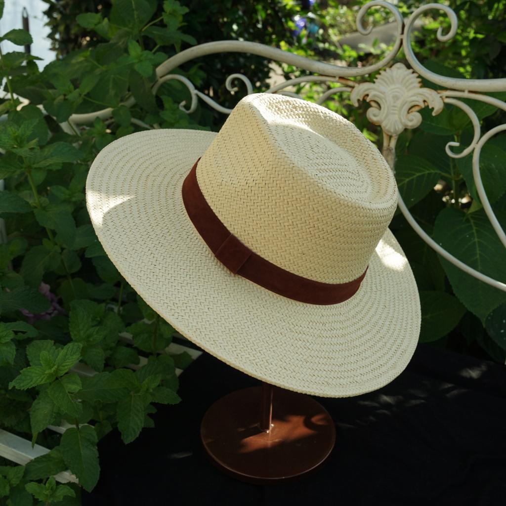 French Retro White Woven Panama Jazz Top Hat For Men And Women Summer Sun Protection Sunshade Vacation Wide Brim Straw Hat