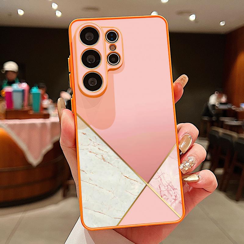 Splicing Marble Pattern Case For Samsung S26 Ultra S25 Edge S24 Plus S23 FE A15 A16 A17 A35 A36 A37 A54 A55 A56 A57 5G Hybrid TPU+PC Magnetic Cover