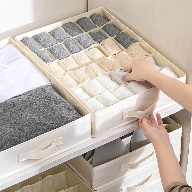 47cm Foldable Cotton Underwear Organizer for Wardrobe Drawer - Extended Version
