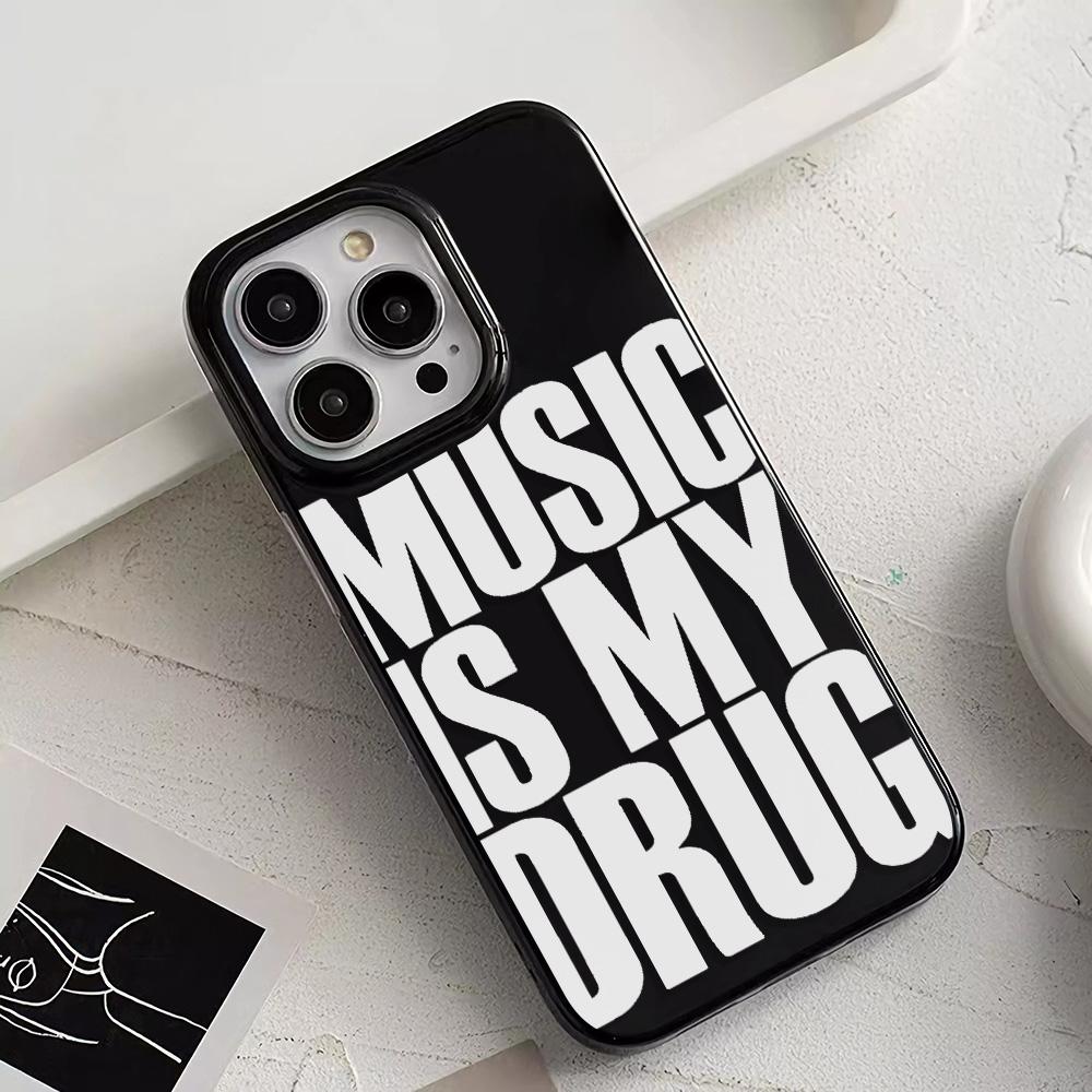 LA MUSICA È IL MIO AMORE Arte Personalizzata Lettera Silicone Morbido Custodia per Telefono Per iPhone 16 15 14 13 12 11 Pro XS XR 7 Plus Copertura Y2K Funda