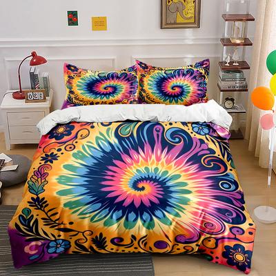 Colorful Floral Spiral Printed Bedding Set Exquisite Three-Piece Bedding Set Gift For Kids And Adults