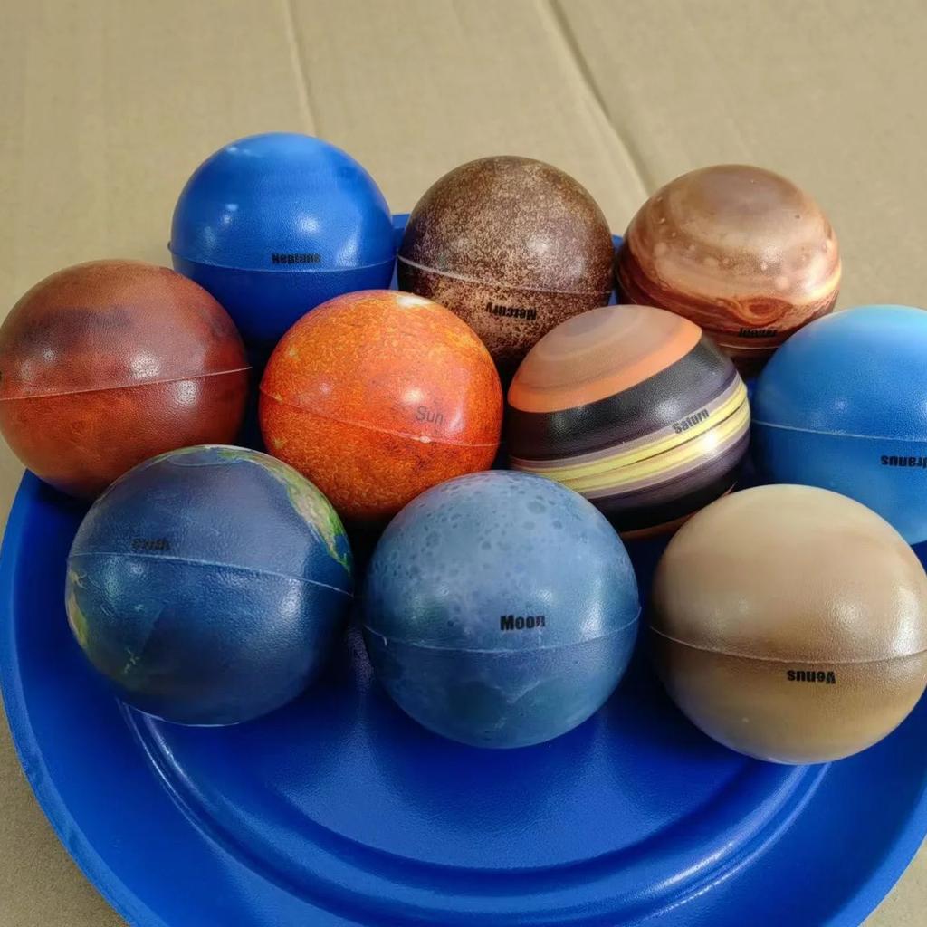 Children'S Eight Star Pinball Toy Moon Star Sponge Elastic Pinching Stress Relieving Toy Printed Planet Education Teaching Tool