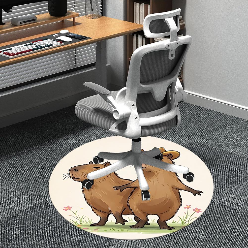 

1pc Capybara, Cowboy Hat Chair Carpet for Office, Soft Flannel Throw Mat, Perfect for Office, Holiday Party Decoration Choice yy260209002 80cm by 80cm