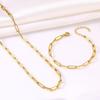European-American Retro Punk Titanium Steel Paperclip Chain Bracelet Necklace Set for Women