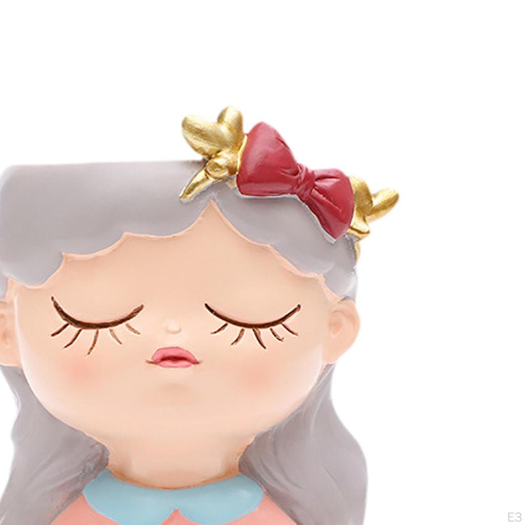 Cute Head Planter Small Flower Pot Fairy Figurine Statue Tabletop Vase Little Girl Container