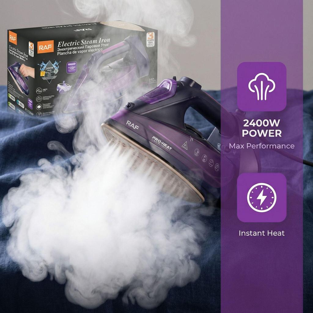Cordless Handheld Steam Iron 2400W, Adjustable Temperature, Wireless Use