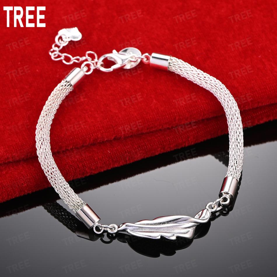 925 Sterling Silver Wave Side Chain Exquisite Bracelet Gift Jewelry 20CM