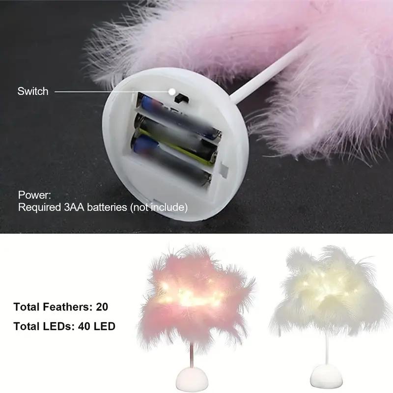 Battery Power Led Night Light For Bedroom Wedding Decoration Feather Table Lamp With Smart Room Night Light