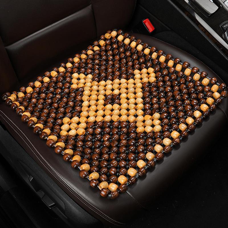 Wooden Bead Three-Piece Car Seat Cushion Set: Single Seat Cushion, Square Cushion for Home and Office