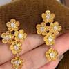 Super Flash Zircon Metal Flower Pendant Earrings Retro Fashion Earrings Earrings Light Luxury High-end Earrings Women