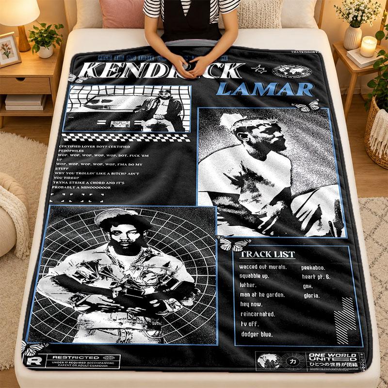 Flannel BlanketKendrick Lamar Warm Soft Throw Blanket for Indoor Sofa Bed Living Room Use