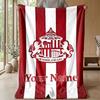 Sunderland FC Custom Name Text Flannel Blanket Soccer Logo Personalized Fleece Throw Blanket Special Gift For Sofa Bedroom Home