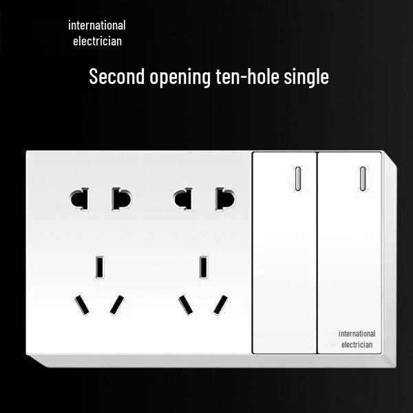 Priză electrică ultra-subțire de 16A cu montaj aparent cu panou de perete cu cinci găuri pentru uz casnic și pentru aparat de aer condiționat