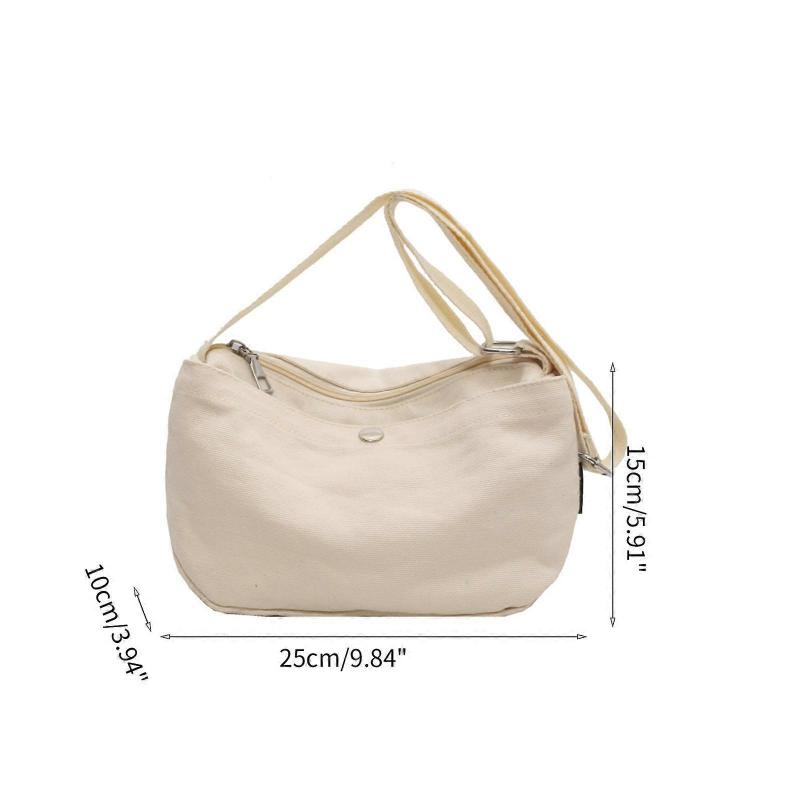 Leisure Bag Korean Style Casual Bag Fashion Bag CanvasShoulder Bags Women Girl Lady Purse Crossbody Bag Large Capacity Khaki