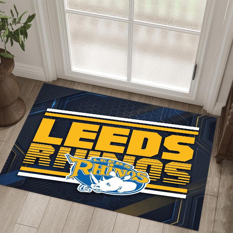 Leeds Rhinos Design Crystal Velvet Carpet Cozy Non?Slip Printed Rug For Bedroom Living Room Entrance