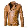 Men's PU Leather Motorcycle Rider Biker Slim Fit Outwear Coats Zip Jackets