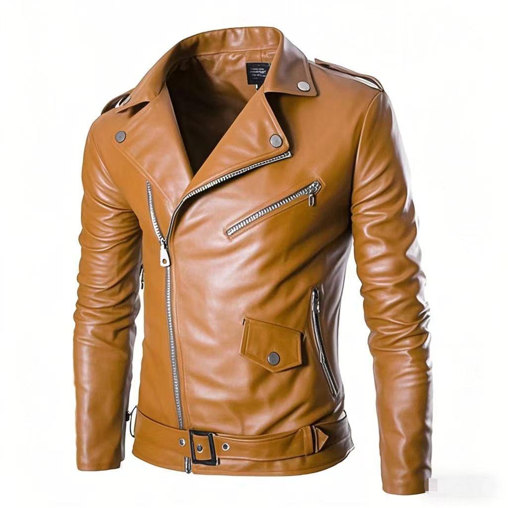 Men's PU Leather Motorcycle Rider Biker Slim Fit Outwear Coats Zip Jackets