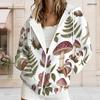 Women Plus Size Zip Up Long Sleeve Drawstring Hoodie White Dark Rose Bat Key Lock Printed Sweatshirt With Pockets