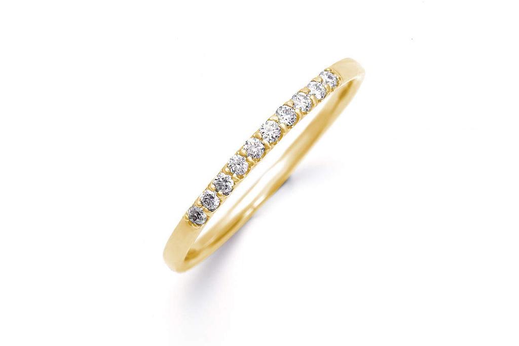 LEGAN Half Eternity Size 13 18K Yellow Gold Natural Diamond Engagement Wedding Made In Japan Ring, [10 0.1ct Diamonds], Ring, Ring, Women's,