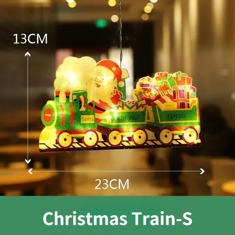 Christmas Santa Claus Snowman Suction Cup Window Hanging Lights Christmas Decoration for Home New Year LED Decorative Lights