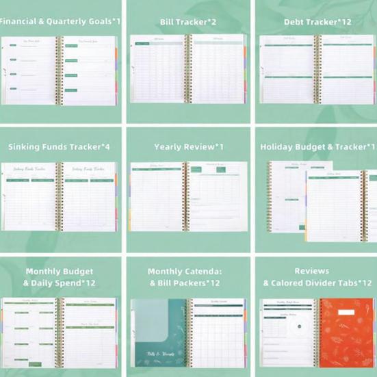 Bill Organizer Budget Planner with Monthly Budget Debt Tracker Expense And Bill Tracker Financial Goals Review Sections Family Finance Management
