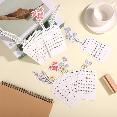 Yousheng Flower Vase Calendar 2026 Floral Desk Calendar with Wooden Base Bloomy Flower Monthly Calendar for Home Office School