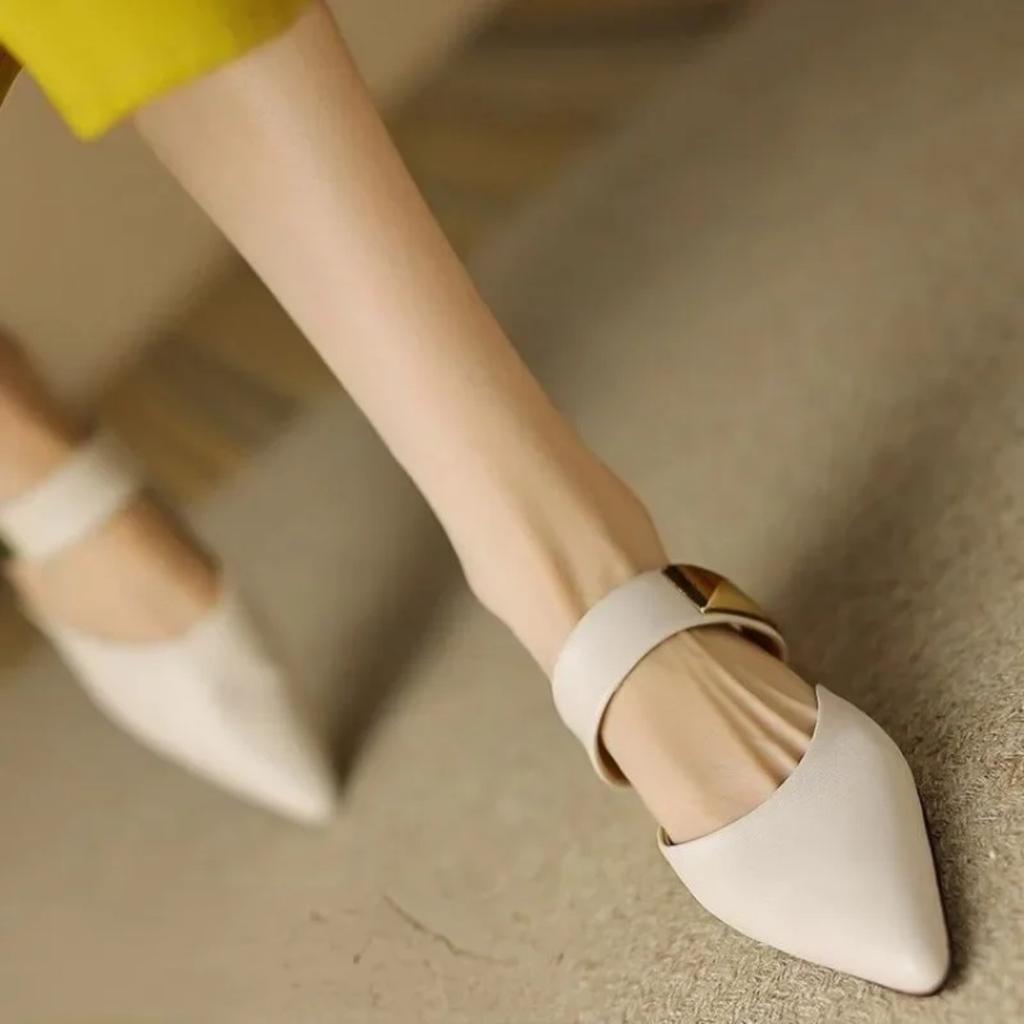 Women Summer For 2024 Shoes New Fashion Pointed Solid Simple Half Womens Slippers Comfortable Outside Leather Shoes Female