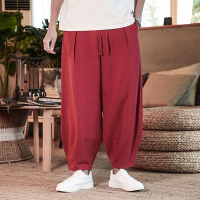 Sweatpants Mens Japanese Loose Men's Cotton Linen Pants Male Summer New Breathable Solid Color Linen Trousers Fitness Streetwear Plus Size