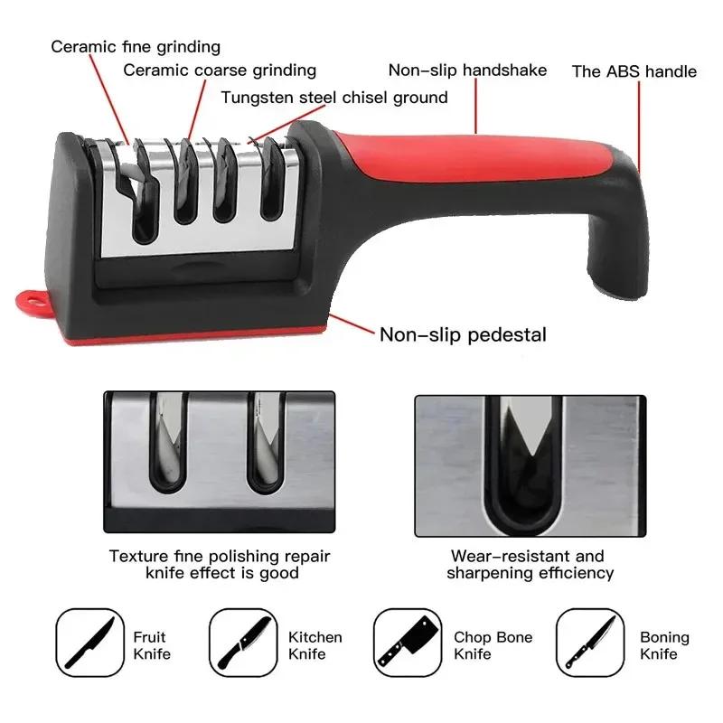 3/4-Segment Knife Sharpeners Kitchen Quick Knife Scissor Sharpener Multi-Functional Hand-Held Knife Sharpening Stone Tool