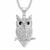 Gold-Plated Diamond Owl Pendant Necklace - European American Hip-Hop Style