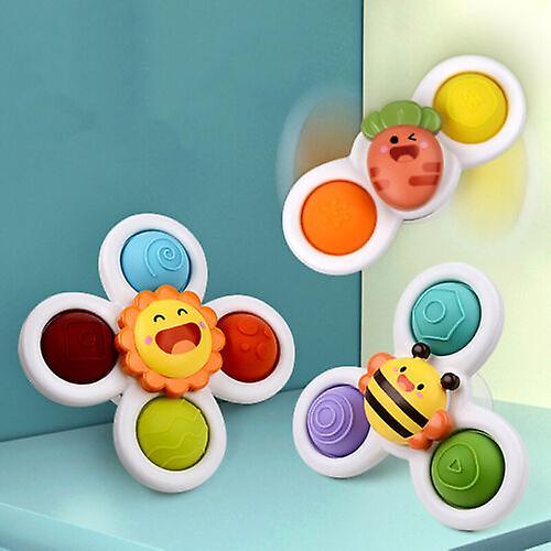 3X Baby Spinner Toys Butterfly Cartoon Spinning Toys Fidget Suction Cup Bath Toy