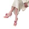 2025 Summer New Chinese Flower High Heel Versatile Sandals Women's Spring and Summer Toe Thin Heel Cool Slippers Women's Slippers
