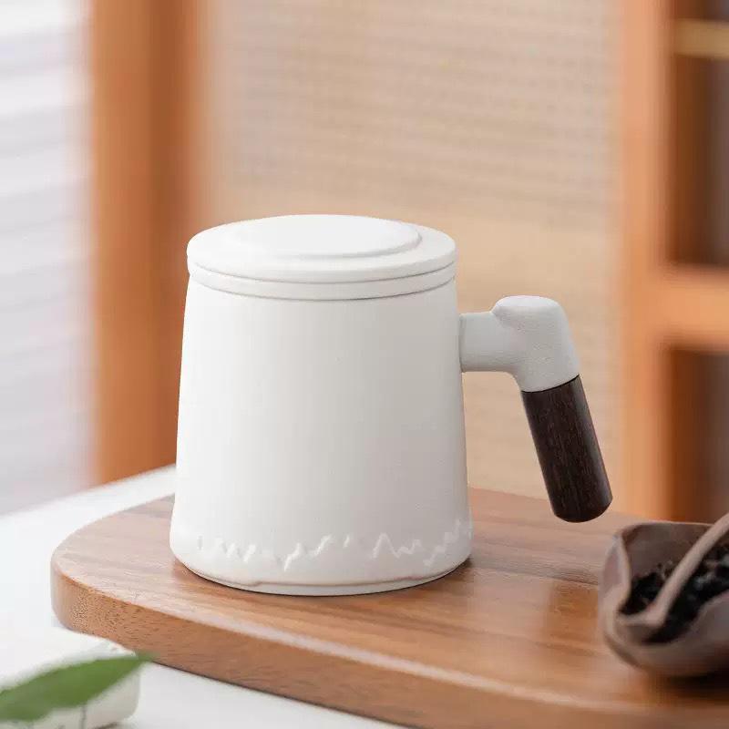 Ceramic Tea & Water Separation Mug with Lid and Filter - Ideal for Office or Personal Use, Perfect As a Business Gift