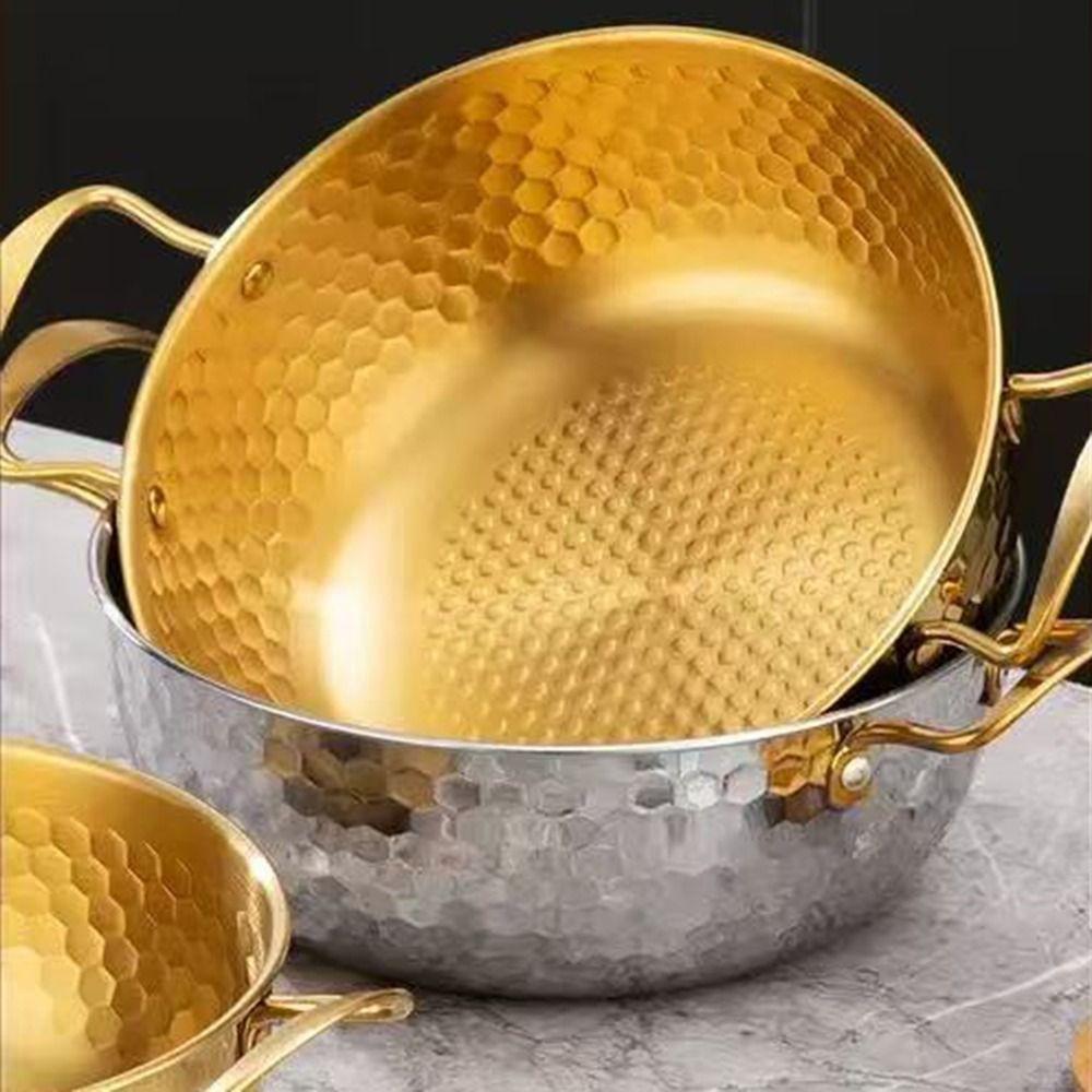 Durable Stainless Steel Korean Ramen Pot Thickened Small Cooking Sauce Bowl Multifunctional Noodle Bowl