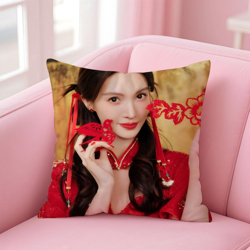 Popular Fashion Elegant Chinese Actress JJin Chen Cushion Cover Pillow Case Soft Friendly Fabric  Concealed Zipper