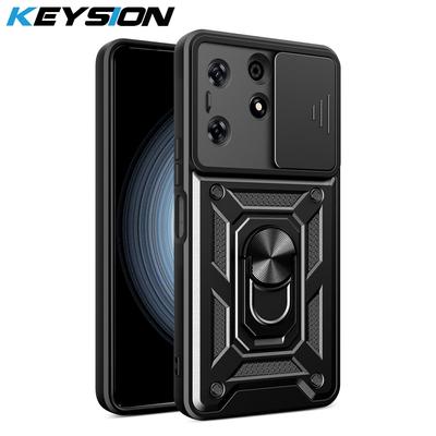 KEYSION Shockproof Armor Case for Tecno Spark 10 10 Pro 4G Slide Camera Lens Protection Ring Phone Cover for Infinix Note 12 G96