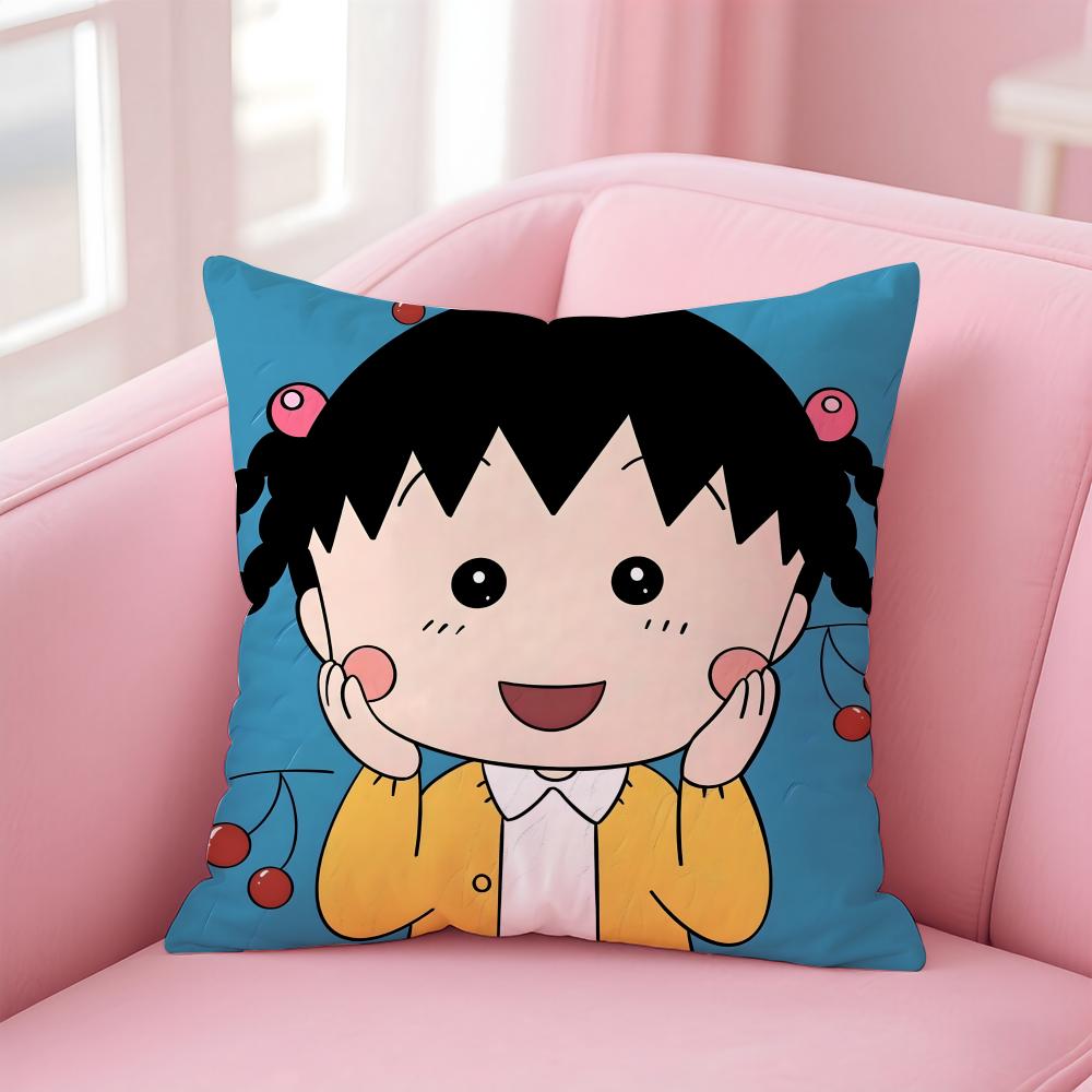 Poszewka na poduszkę Anime C-Chibi Maruko-chanS Wygodna Dwustronna Poszewka Idealna do Samochodu Sofy Sypialni i Nie Tylko