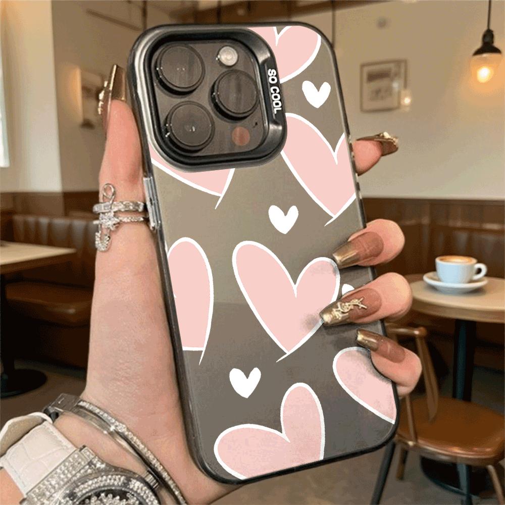 Pink Heart Pattern Hard Phone Case for Xiaomi Redmi Note 15 14 13 12 11 Pro Plus Shockproof Protective Cover