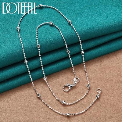 Charmigt pärlhalsband 40-60cm Gåva 925 Sterling Silver Mode Smycken