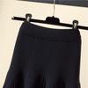 Autumn And Winter Mid-length Solid Color A-line Skirt Casual All-match Knitted Pleated Half-length Skirt Women