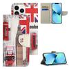 For iPhone 16 Pro Case Pattern Printing Cross Texture Phone Leather Cover